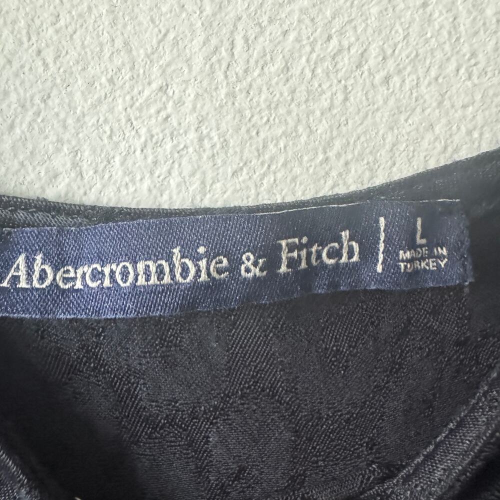 Abercrombie and Fitch Dress Womens Large Black Leopard Print Satin Wrap Midi - Picture 4 of 12